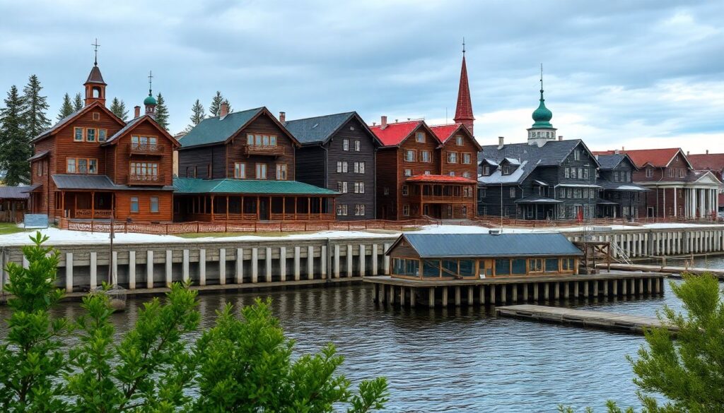 Города и села Архангельской области: побережье Белого моря и леса - иллюстрация