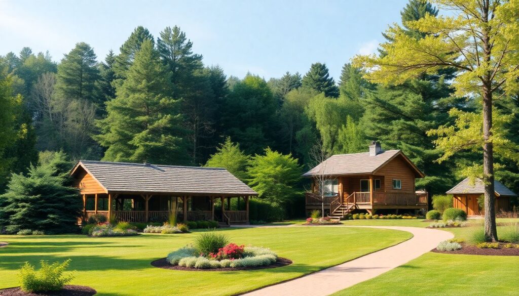 парки и дачные посёлки - иллюстрация