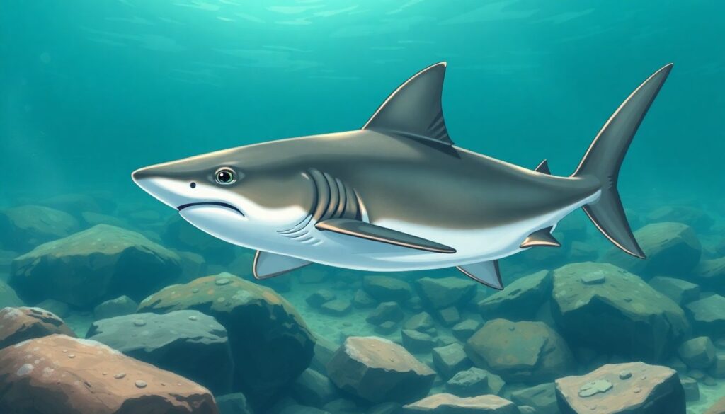 дальневосточная акула и горы - иллюстрация