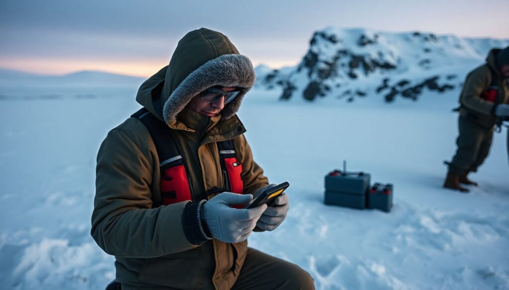 тундра и северное сияние - иллюстрация