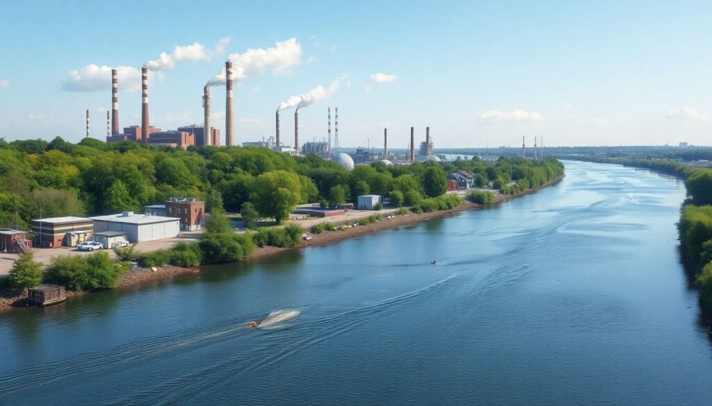 реки и памятники индустриализации - иллюстрация