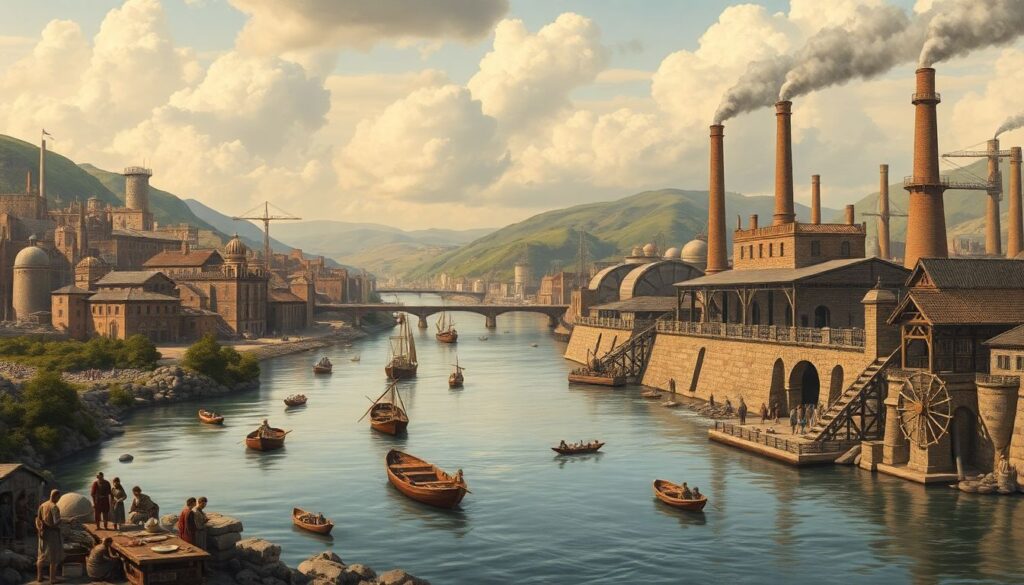 реки и памятники индустриализации - иллюстрация