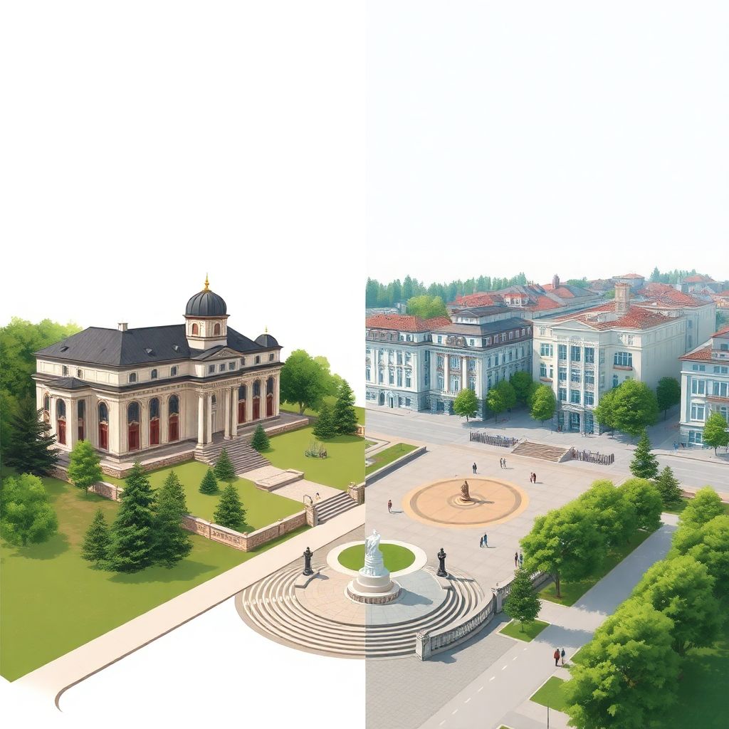 Города и села Ульяновской области с усадьбами и современными площадями