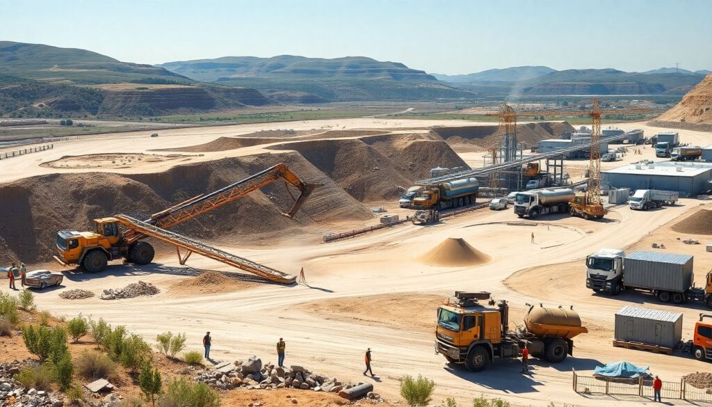 песчаные карьеры и ландшафты - иллюстрация