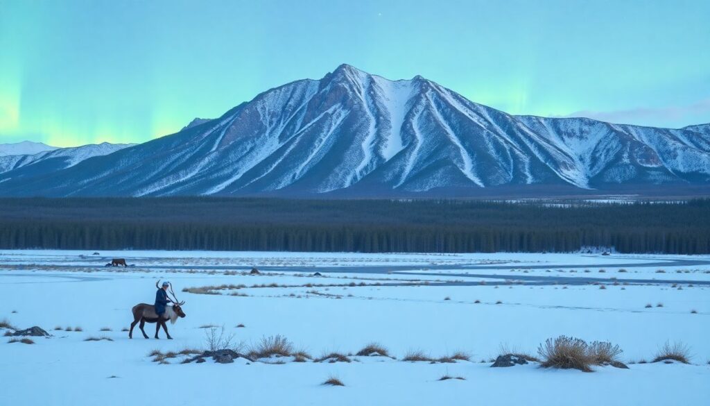 Национальные парки Мурманской области: северное сияние и тундра - иллюстрация