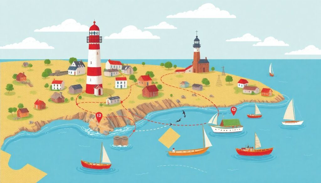 Путешествия по старым маякам и причалам Балтийского побережья - иллюстрация