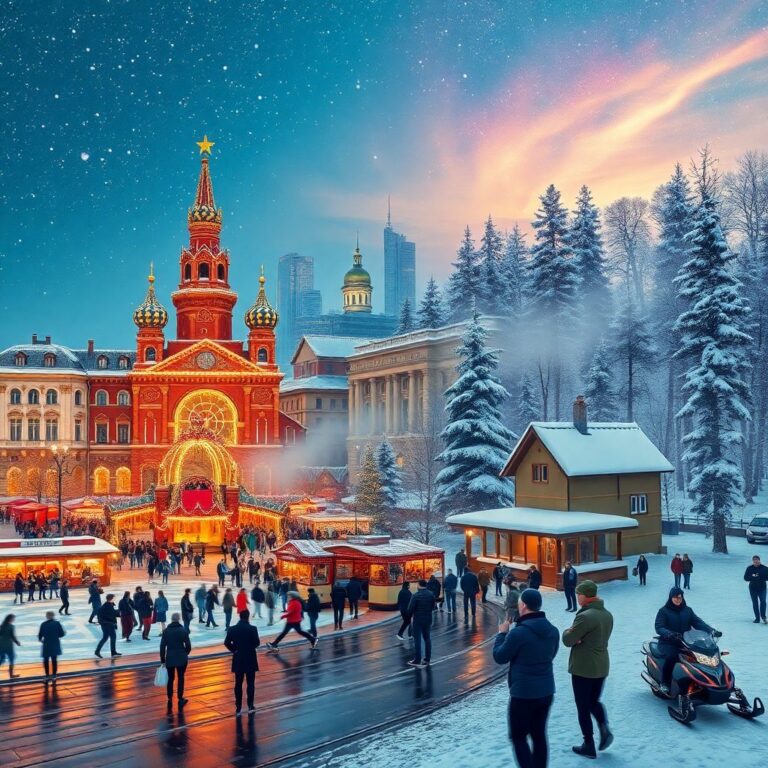 Зимняя Россия для новогодних и рождественских путешествий по стране