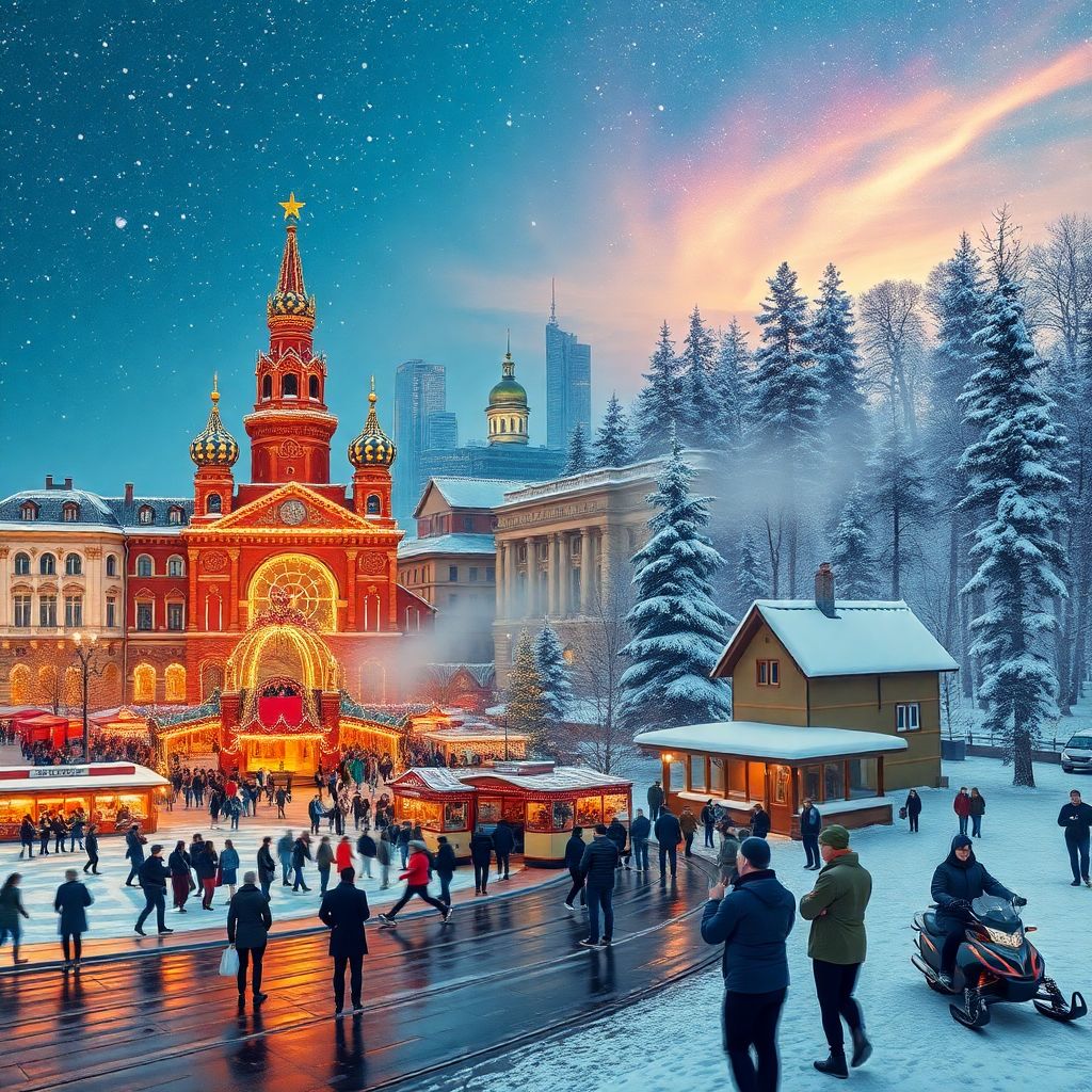 Зимняя Россия для новогодних и рождественских путешествий по стране